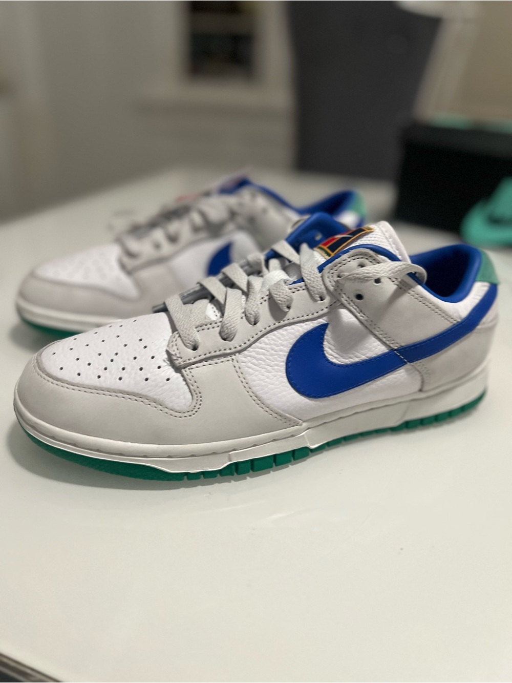 Nike Low-Top Sneakers - White/Blue/Teal DUNK WMNS SZ 10